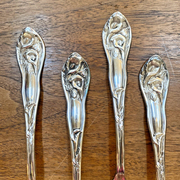 Purity Silverplate Tablespoon Serving Spoon set (6) Orchids Floral Art Nouveau - Picture 8 of 10